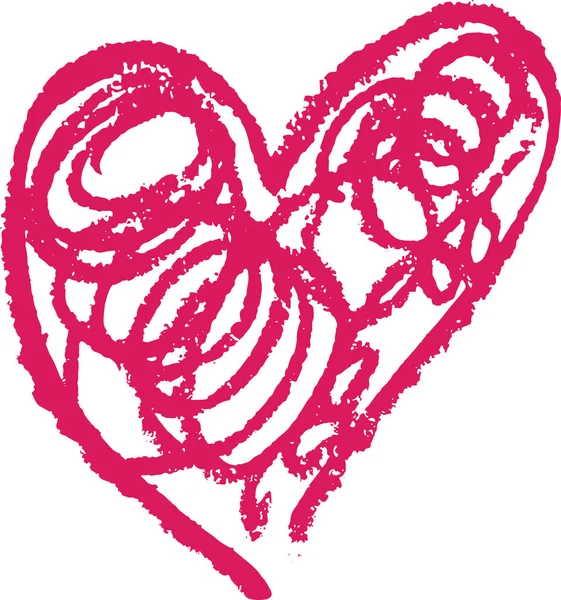 Καρδιά Περίγραμμα Σχήματος Ζωγραφισμένο Ένα Κραγιόνι Κεριών Απομονωμένη Κατά Διάρκεια — Διανυσματικό Αρχείο