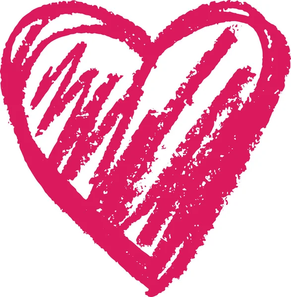 Καρδιά Περίγραμμα Σχήματος Ζωγραφισμένο Ένα Κραγιόνι Κεριών Απομονωμένη Κατά Διάρκεια — Διανυσματικό Αρχείο