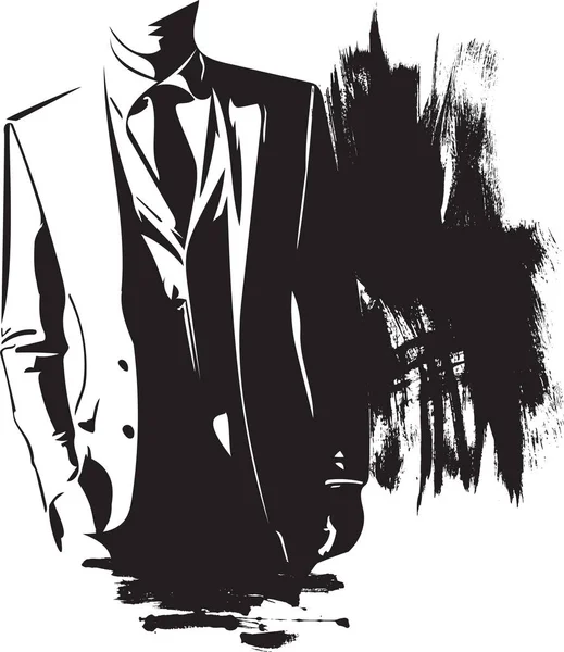 Dessin de jeune homme élégant de la mode en smoking posant — Image vectorielle