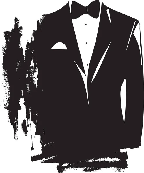 Drawing of elegant young fashion man in tuxedo posing — Stock Vector