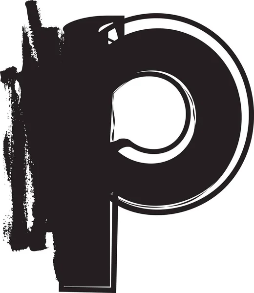 Grunge teckensnitt bokstaven p — Stock vektor