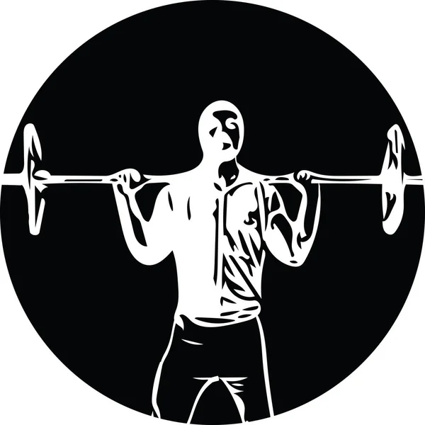 Weightlift edzés az edzőteremben, súlyzó — Stock Vector