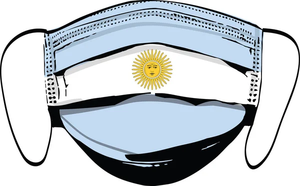 Аргентинський Прапор Масках Медичного Обличчя Ізольований Білому Векторному Малюнку — стоковий вектор