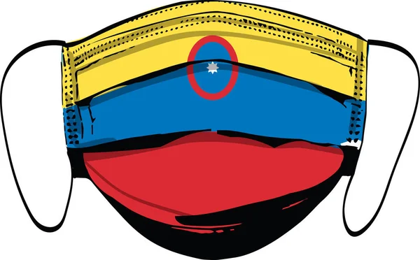 Bandeira Colômbia Máscaras Médicas Isoladas Ilustração Vetorial Branca —  Vetores de Stock