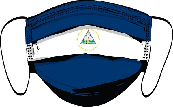 Прапор Нікарагуа Медальйоні Маски Ізольовані Білому Векторному Малюнку — стоковий вектор