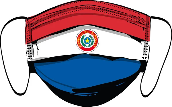 Paraguay Flagge Auf Medizinischen Gesichtsmasken Isoliert Auf Weißer Vektorillustration — Stockvektor