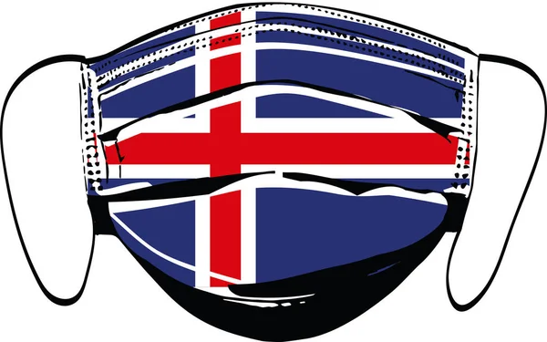 Flaga Islandii Maskach Medycznych Odizolowanych Białym Wektorze Ilustracji — Wektor stockowy