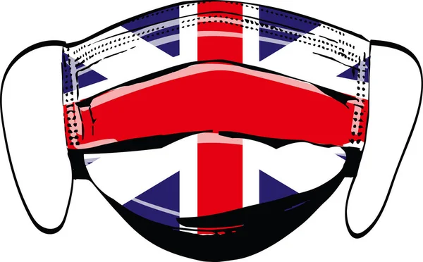 Engeland Vlag Medische Gezichtsmaskers Geïsoleerd Witte Vector Illustratie — Stockvector