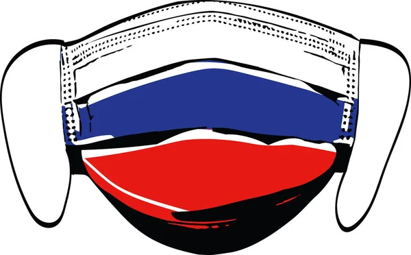 Прапор Росії Масках Медичного Обличчя Ізольований Білому Векторному Малюнку — стоковий вектор