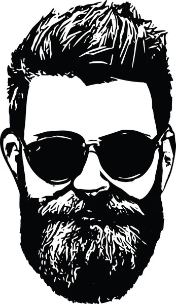 Bearded Man Faces Hipster Haircuts Men Fashion Vector Barbershop Logo — Stock Vector
