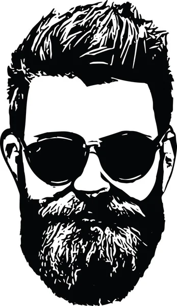 Hombre Barbudo Enfrenta Hipster Con Cortes Pelo Hombres Vector Moda — Vector de stock