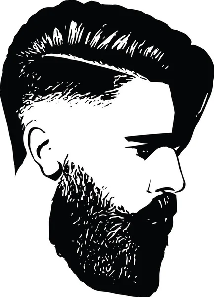 Homme Barbu Visage Hipster Avec Des Coupes Cheveux Vecteur Mode — Image vectorielle