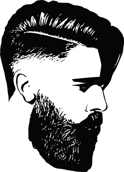 Bearded Man Faces Hipster Haircuts Men Fashion Vector Barbershop Logo — Stock Vector