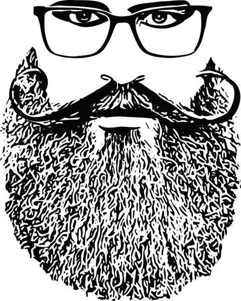 Homme Barbu Visage Hipster Avec Des Coupes Cheveux Vecteur Mode — Image vectorielle