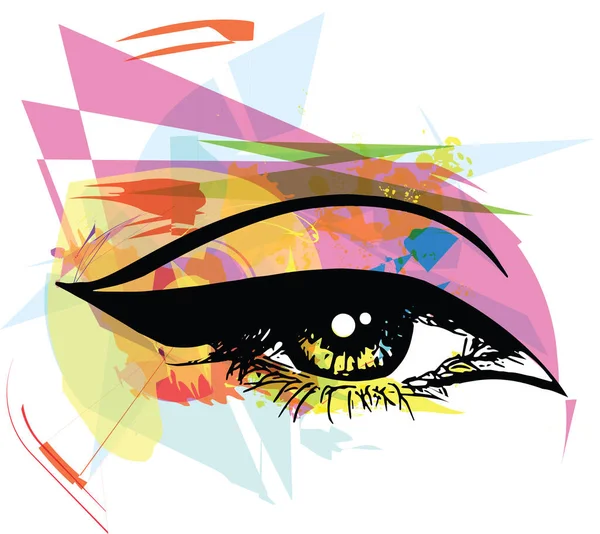 Resumen Dibujo Ocular Femenino Vector Ilustración — Vector de stock