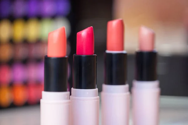 Tæt Billede Smukke Læbestift Nuancer Sortiment Læbestifter - Stock-foto