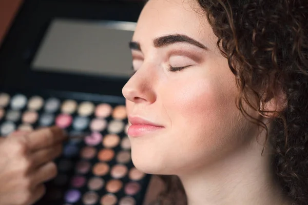 Skønhed Makeup Koncept Closeup Portræt Smuk Kvinde Professionel Make Med - Stock-foto