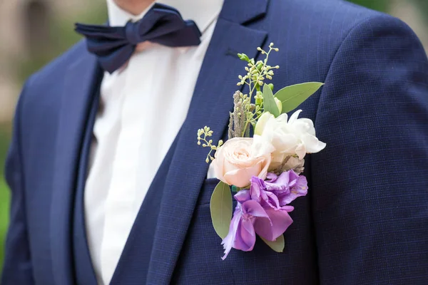 Wedding Boutonniere Suit Groom Wedding Accessories — Stock Photo, Image