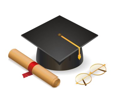 Resimde mezuniyet, Enstitü, vektör konfeti lisansüstü kapağı, diploma.banner web sitesi için.