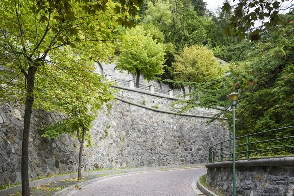 Arnavut kaldırımlı dağ yolu Alpleri'nde