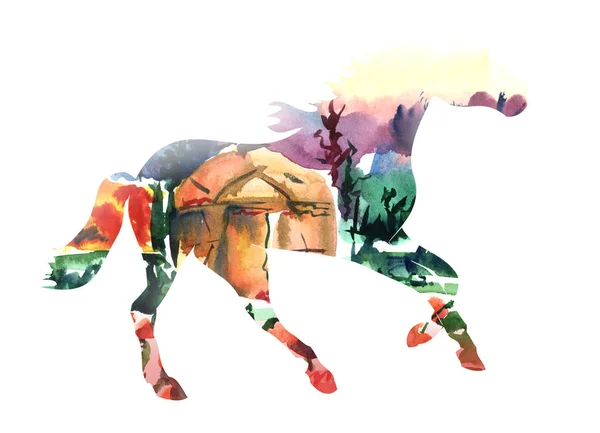 Красочный Фон Лошадью — стоковое фото