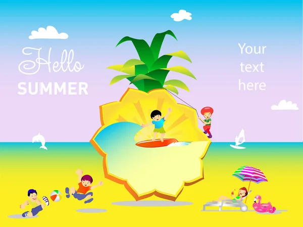 Vacaciones de verano en el fondo de la piña — Vector de stock