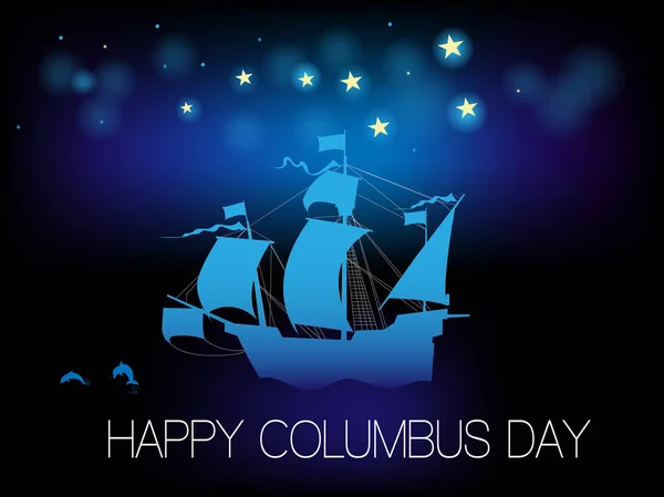 Glücklicher Kolumbus-Tag. Vektorillustration auf weißem Hintergrund. große Urlaubs-Geschenkkarte. — Stockvektor