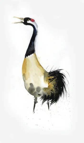Absztrakt Akvarell Rajz Egy Daruról Tervezéshez — Stock Fotó