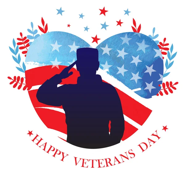 Kreatív Illusztráció Poszter Vagy Banner Happy Veterans Day Amerikai Zászló — Stock Vector