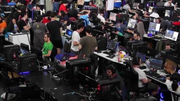 Gaming Lan Party People Spielen Videospiele Ourense Galicia — Stockvideo