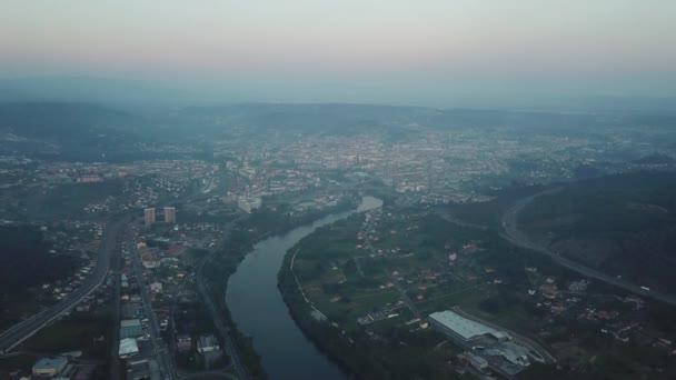 Ourense Város Nagyszerű Kilátás Drone — Stock videók