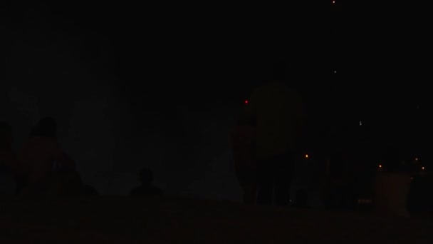 불꽃놀이 사람들이 밤 빛 — 비디오