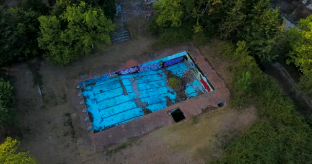 Oude Zwembad Het Bos — Stockvideo
