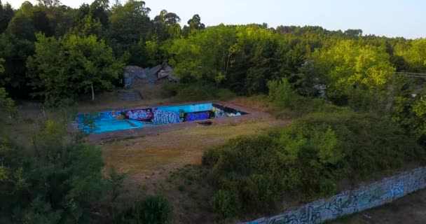 Oude Zwembad Het Bos — Stockvideo