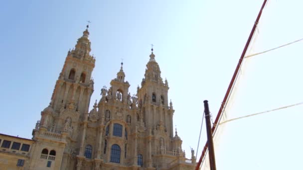 Cathedfel Santiago Compostela Sail Boat — стоковое видео