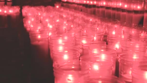 Lot Red Candles — Stock Video