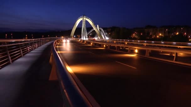 Millenium Bridge Içinde Gelen Ourense Galiçya — Stok video