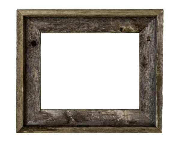 11X14 Rustic Recycled Wood Picture Frame Isolated White Clipping Path Stock Photo