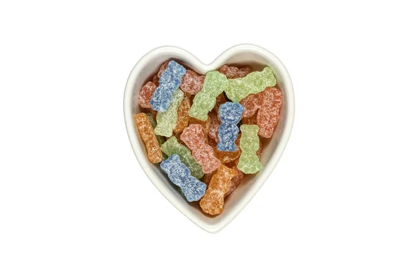 Variety Different Color Sweet Sour Candy Sugar Junk Food Heart — Stock Photo, Image