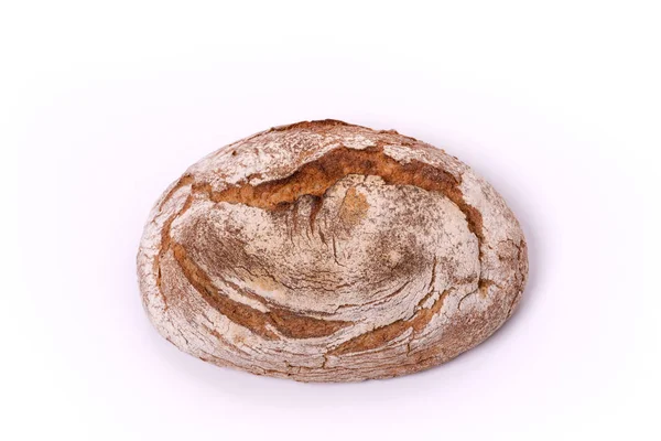 Буханка Органического Фермерского Хлеба Изолированная Белом Фоне — стоковое фото