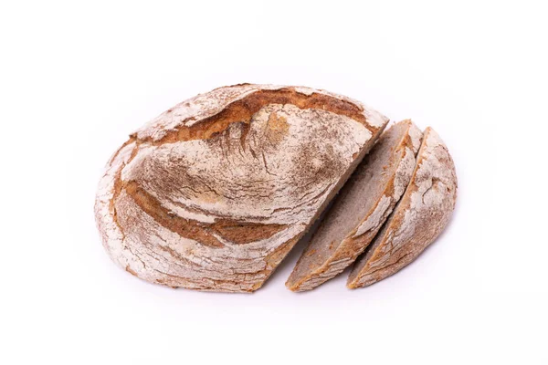 Loaf Organic Farmer Bread Slices Isolated White Background — Stock Photo, Image