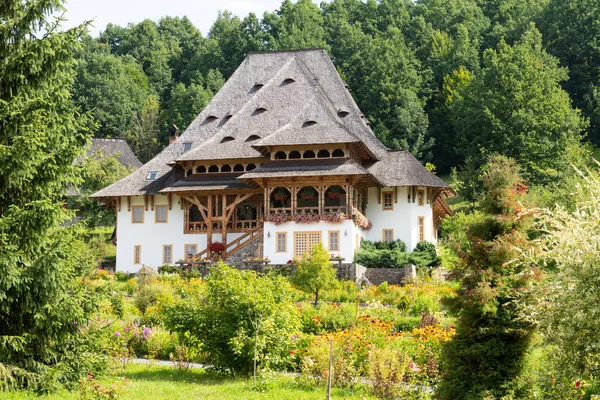 Mosteiro Barsana Detalhe Arquitetônico Edifício Tradicional Maramures Romania — Fotografia de Stock