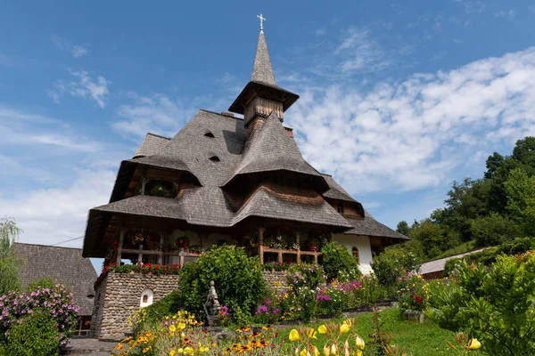 Mosteiro Barsana Detalhe Arquitetônico Edifício Tradicional Maramures Romania — Fotografia de Stock