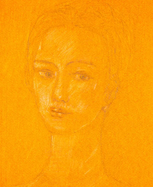 Faint Sketch of a Young Woman Portrait — Stock Photo, Image