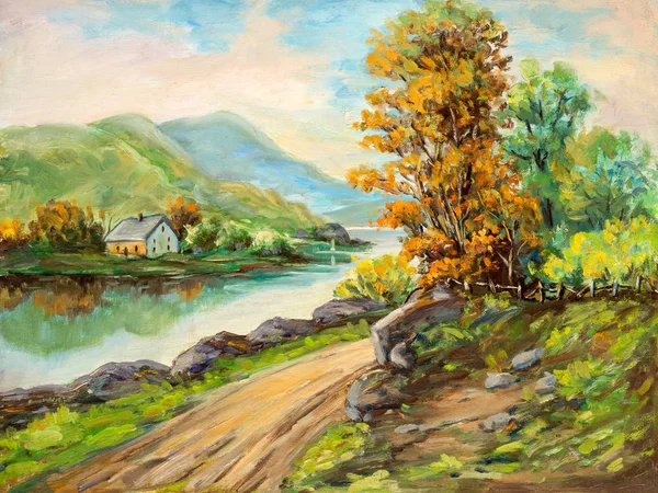 Paisaje rural Pintura al óleo —  Fotos de Stock