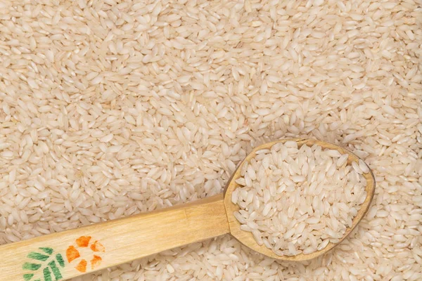 Raw Short Grains Italian Rice Background Texture