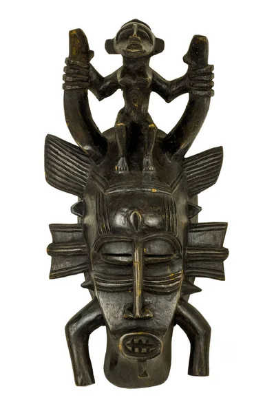 Μάσκα Senufo Από Δυτική Αφρική Σκαλισμένη Ξύλο Απομονωμένη Λευκό Royalty Free Εικόνες Αρχείου