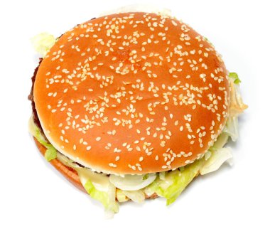 beyaz zemin üzerine taze hamburger