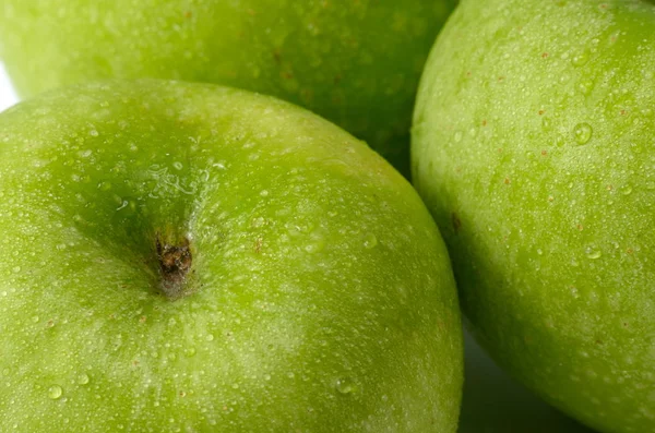 Färska Gröna Äpplen Närbild — Stockfoto