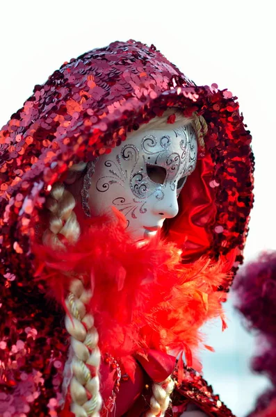 Frau Künstlerischer Maske Auf Dem Karneval Von Venedig — Stockfoto